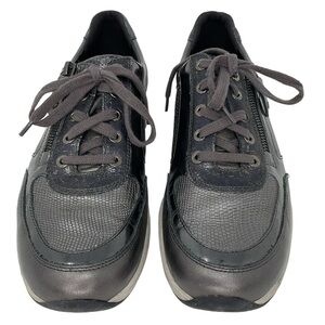 Mephisto Sneakers Shoes Women's 9 Grey Leather Lace Up
